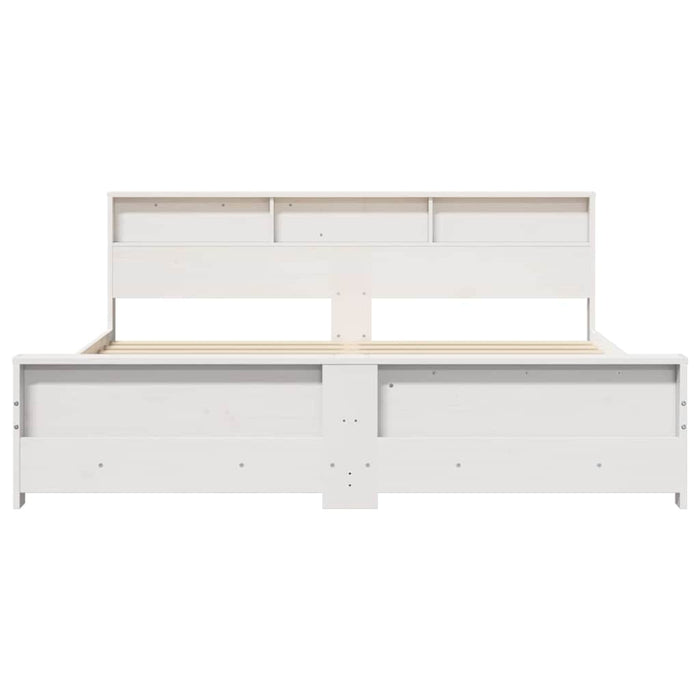 Cadru de pat cu raft Alb 180 x 200 cm Lemn masiv de pin - WALTI WALTI