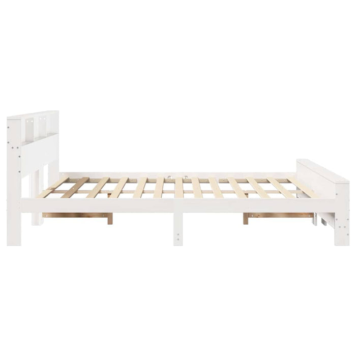 Cadru de pat cu raft Alb 180 x 200 cm Lemn masiv de pin - WALTI WALTI