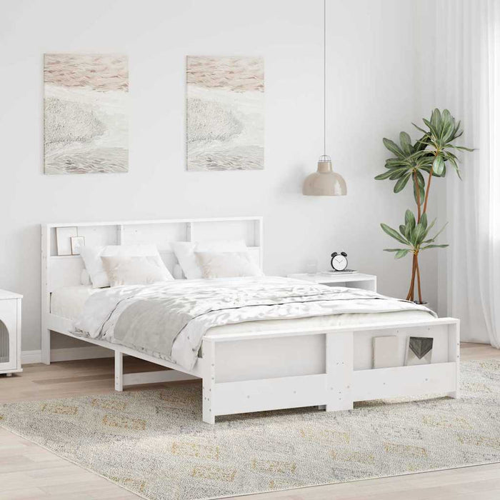Cadru de pat cu headboard Alb 140 x 200 cm Lemn compozit - WALTI WALTI