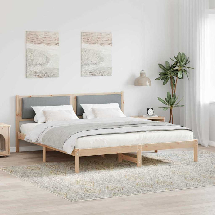 Cadru de pat Gri deschis 200 x 200 cm Lemn de pin masiv - WALTI WALTI