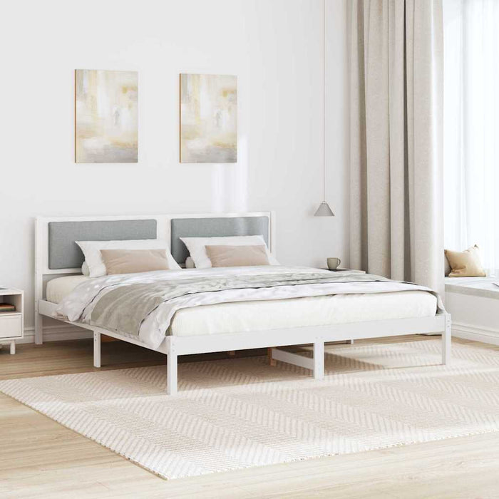 Cadru de pat Gri deschis 200 x 200 cm Lemn de pin masiv - WALTI WALTI