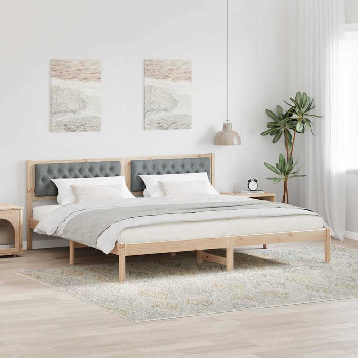 Cadru de pat cu headboard Gri deschis 200 x 200 cm țesătură - WALTI WALTI