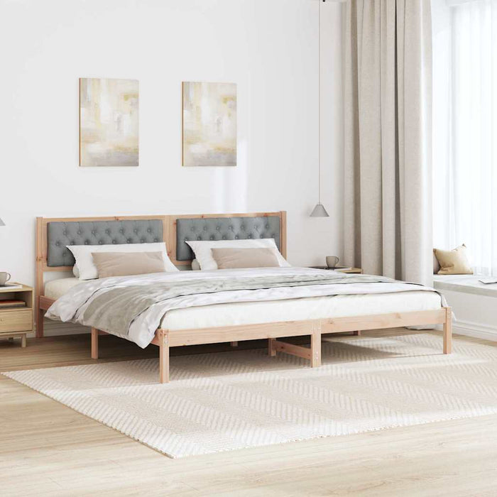 Cadru de pat cu headboard Gri deschis 200 x 200 cm țesătură - WALTI WALTI