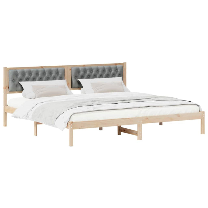 Cadru de pat cu headboard Gri deschis 200 x 200 cm țesătură - WALTI WALTI