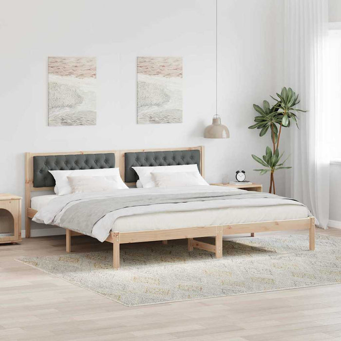Cadru de pat cu headboard Gri închis 200 x 200 cm țesătură - WALTI WALTI