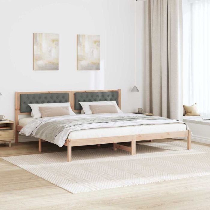 Cadru de pat cu headboard Gri închis 200 x 200 cm țesătură - WALTI WALTI