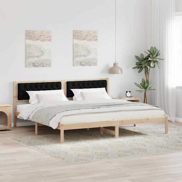 Cadru de pat cu headboard Negru 200 x 200 cm țesătură - WALTI WALTI
