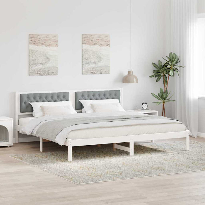 Cadru de pat cu headboard Gri deschis 200 x 200 cm țesătură - WALTI WALTI