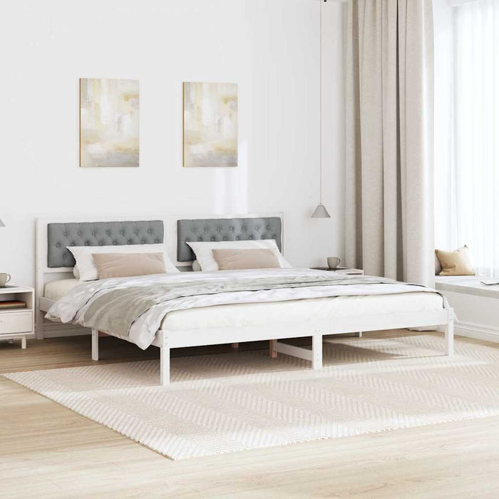 Cadru de pat cu headboard Gri deschis 200 x 200 cm țesătură - WALTI WALTI