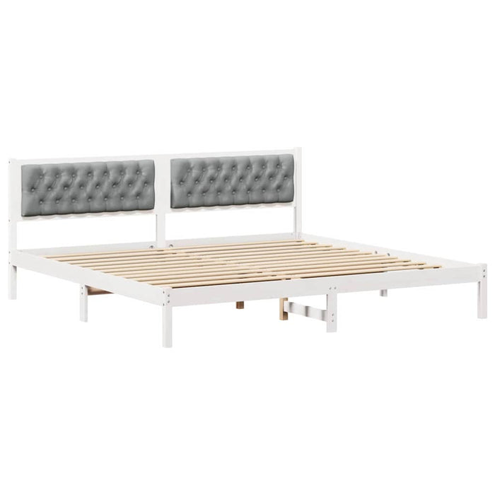 Cadru de pat cu headboard Gri deschis 200 x 200 cm țesătură - WALTI WALTI