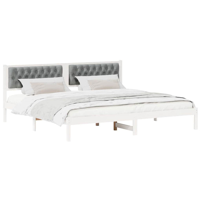 Cadru de pat cu headboard Gri deschis 200 x 200 cm țesătură - WALTI WALTI
