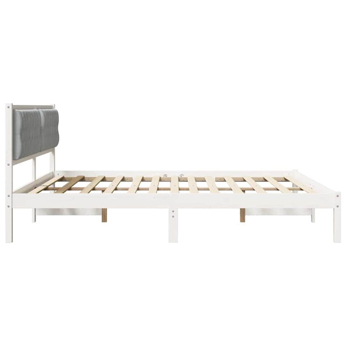 Cadru de pat cu headboard Gri deschis 200 x 200 cm țesătură - WALTI WALTI