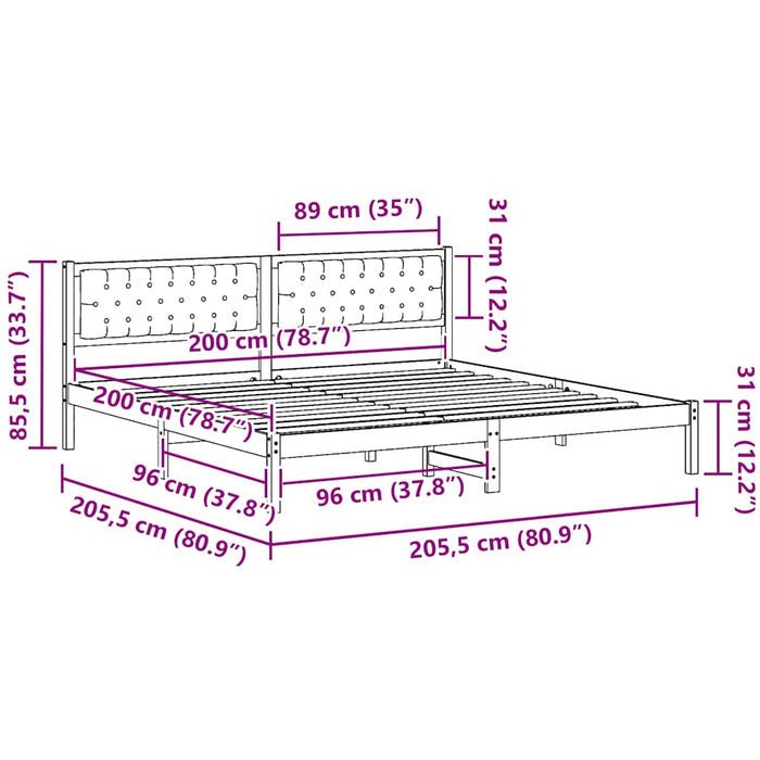 Cadru de pat cu headboard Gri deschis 200 x 200 cm țesătură - WALTI WALTI