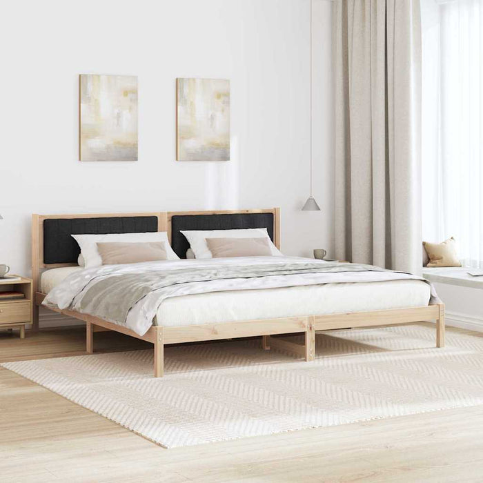 Cadru de pat cu headboard Negru 200 x 200 cm Lemn de pin masiv - WALTI WALTI