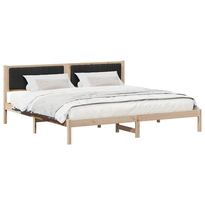 Cadru de pat cu headboard Negru 200 x 200 cm Lemn de pin masiv - WALTI WALTI