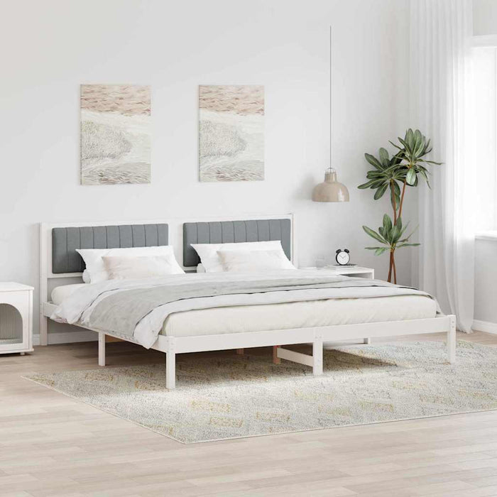 Cadru de pat Gri deschis 200 x 200 cm Lemn de pin masiv - WALTI WALTI
