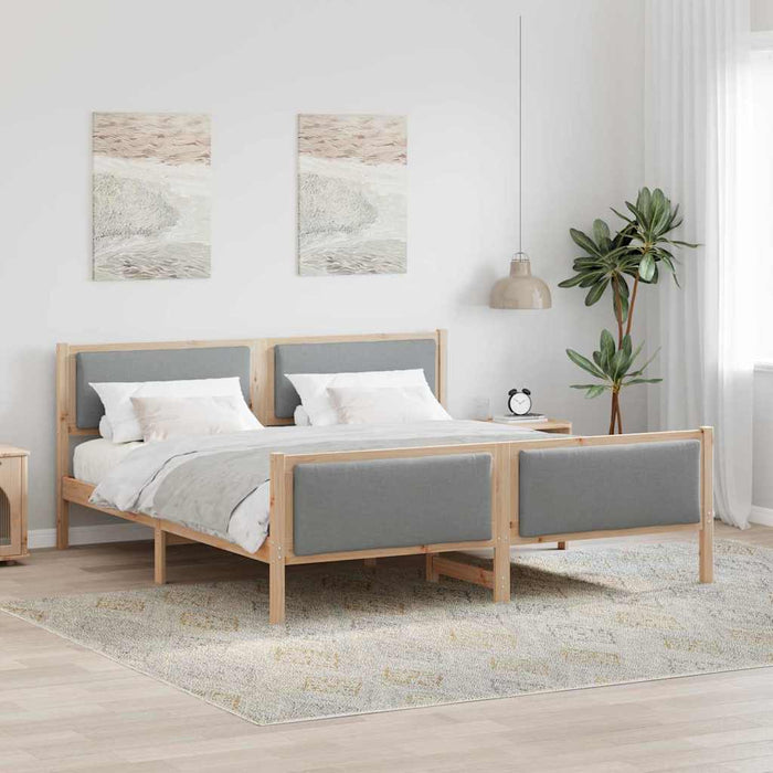 Cadru de pat cu headboard Gri deschis 200 x 200 cm țesătură - WALTI WALTI