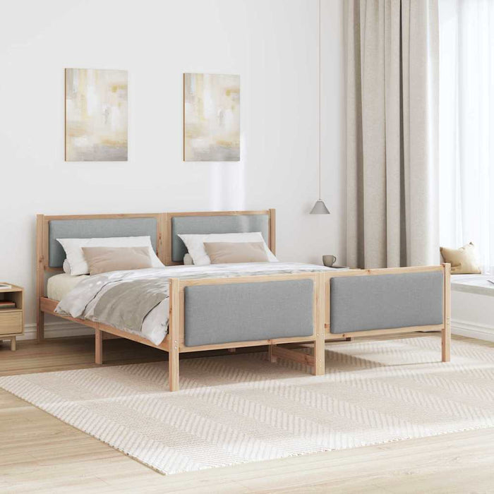 Cadru de pat cu headboard Gri deschis 200 x 200 cm țesătură - WALTI WALTI