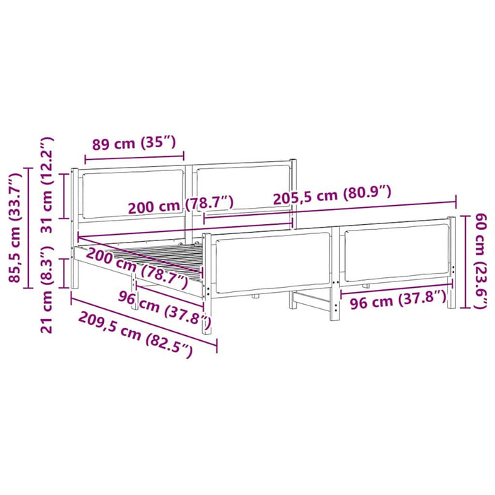 Cadru de pat cu headboard Negru 200 x 200 cm țesătură - WALTI WALTI