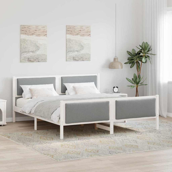 Cadru de pat cu headboard Gri deschis 200 x 200 cm țesătură - WALTI WALTI