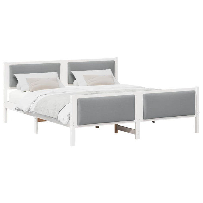 Cadru de pat cu headboard Gri deschis 200 x 200 cm țesătură - WALTI WALTI