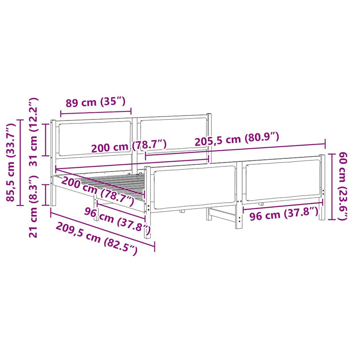Cadru de pat cu headboard Gri deschis 200 x 200 cm țesătură - WALTI WALTI