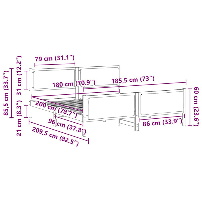 Cadru de pat cu headboard Gri deschis 180 x 200 cm țesătură - WALTI WALTI