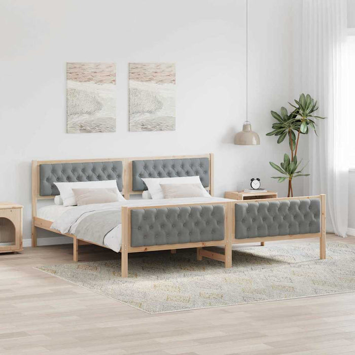 Cadru de pat Gri deschis 200 x 200 cm Lemn de pin masiv - WALTI WALTI