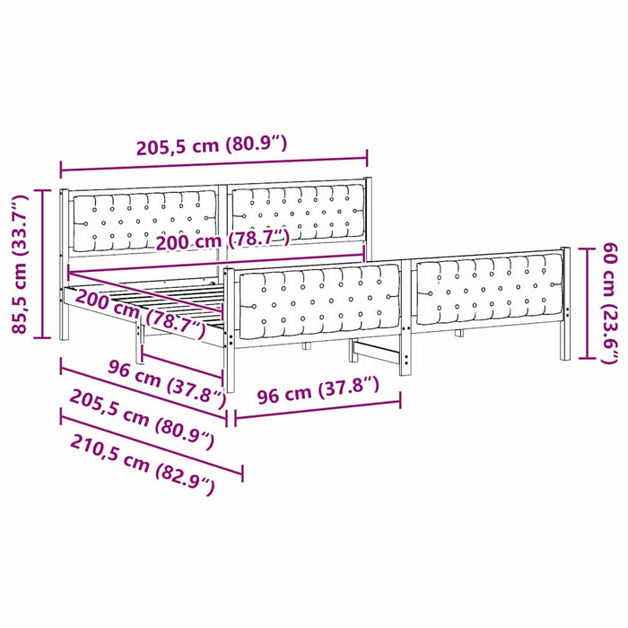 Cadru de pat Gri închis 200 x 200 cm Lemn de pin masiv - WALTI WALTI
