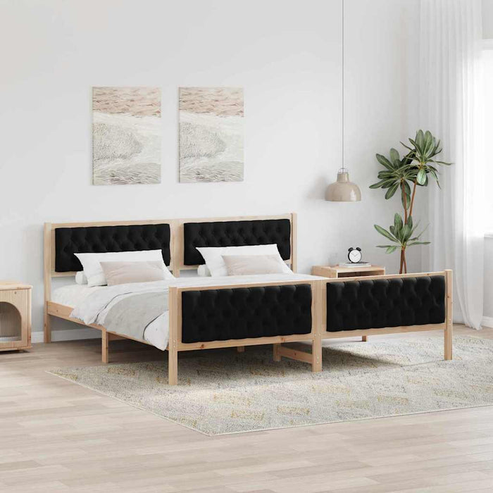 Cadru de pat cu headboard Negru 200 x 200 cm Lemn de pin masiv - WALTI WALTI