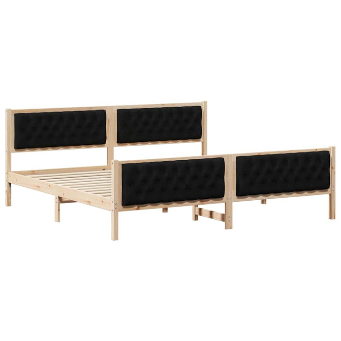 Cadru de pat cu headboard Negru 200 x 200 cm Lemn de pin masiv - WALTI WALTI