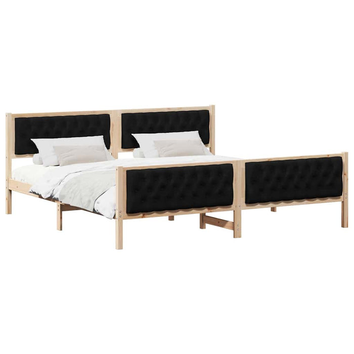 Cadru de pat cu headboard Negru 200 x 200 cm Lemn de pin masiv - WALTI WALTI