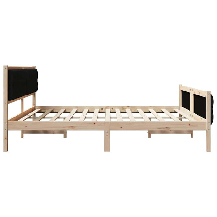 Cadru de pat cu headboard Negru 200 x 200 cm Lemn de pin masiv - WALTI WALTI