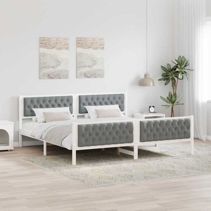 Cadru de pat Gri deschis 200 x 200 cm Lemn de pin masiv - WALTI WALTI