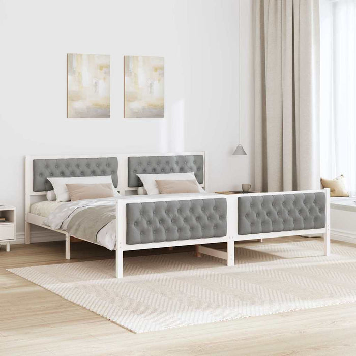 Cadru de pat Gri deschis 200 x 200 cm Lemn de pin masiv - WALTI WALTI