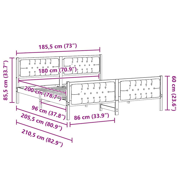 Cadru de pat Gri închis 180 x 200 cm Lemn de pin masiv - WALTI WALTI