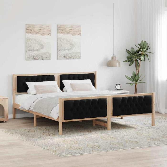 Cadru de pat cu headboard Negru 180 x 200 cm Lemn de pin masiv - WALTI WALTI