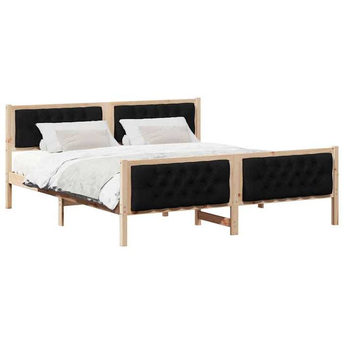 Cadru de pat cu headboard Negru 180 x 200 cm Lemn de pin masiv - WALTI WALTI
