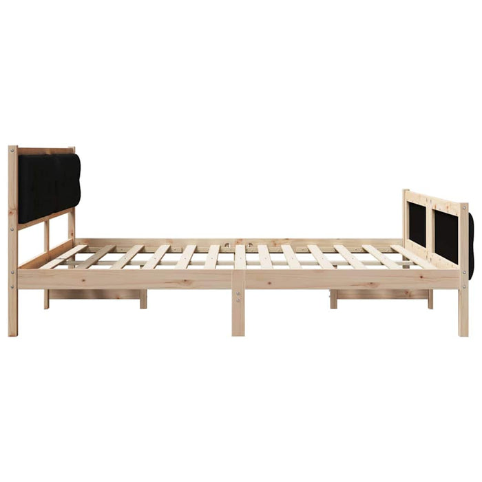 Cadru de pat cu headboard Negru 180 x 200 cm Lemn de pin masiv - WALTI WALTI