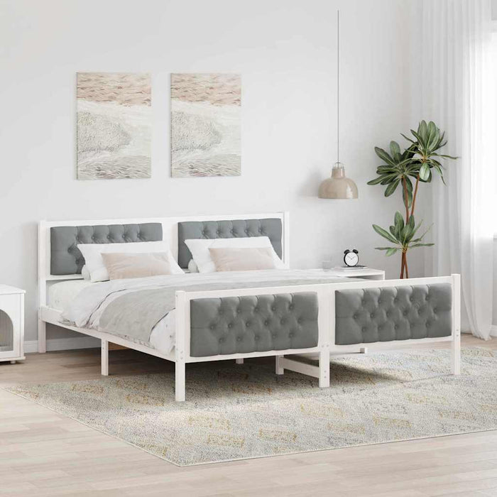 Cadru de pat Gri deschis 180 x 200 cm Lemn de pin masiv - WALTI WALTI