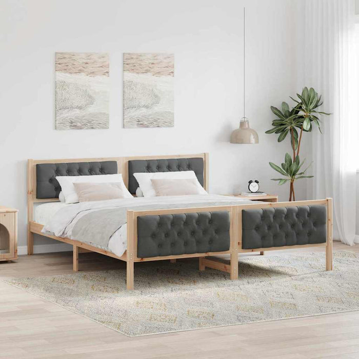 Cadru de pat Gri închis 160 x 200 cm Lemn de pin masiv - WALTI WALTI