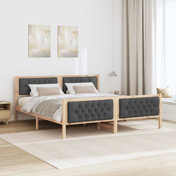 Cadru de pat Gri închis 160 x 200 cm Lemn de pin masiv - WALTI WALTI
