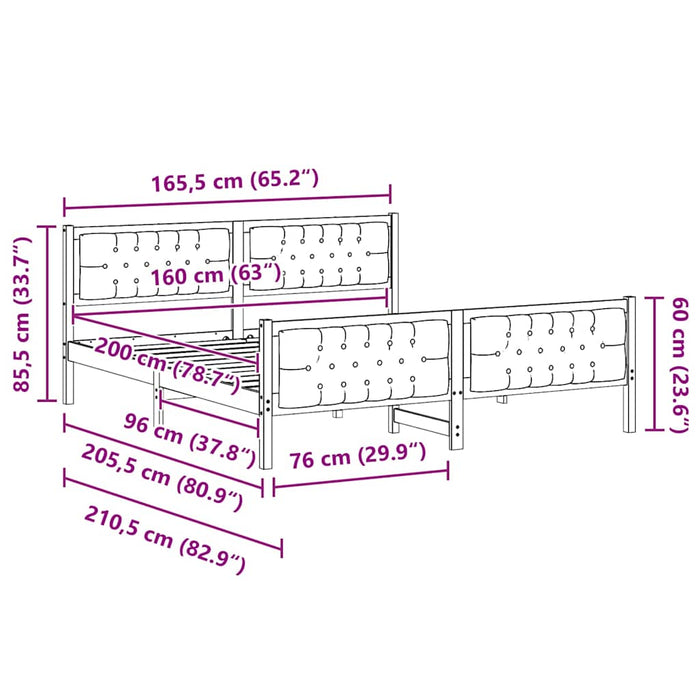 Cadru de pat Gri închis 160 x 200 cm Lemn de pin masiv - WALTI WALTI