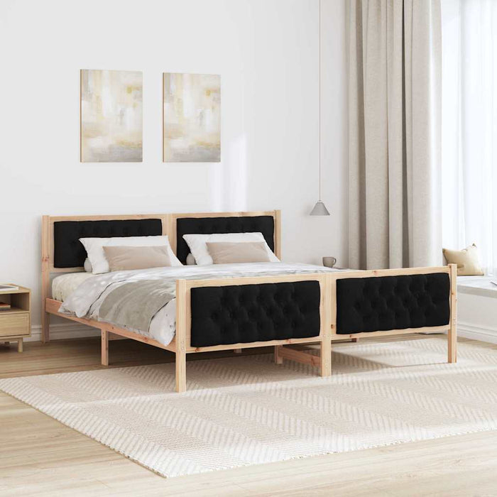 Cadru de pat cu headboard Negru 160 x 200 cm Lemn de pin masiv - WALTI WALTI