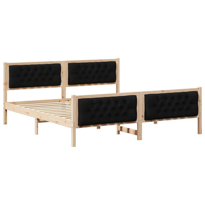 Cadru de pat cu headboard Negru 160 x 200 cm Lemn de pin masiv - WALTI WALTI
