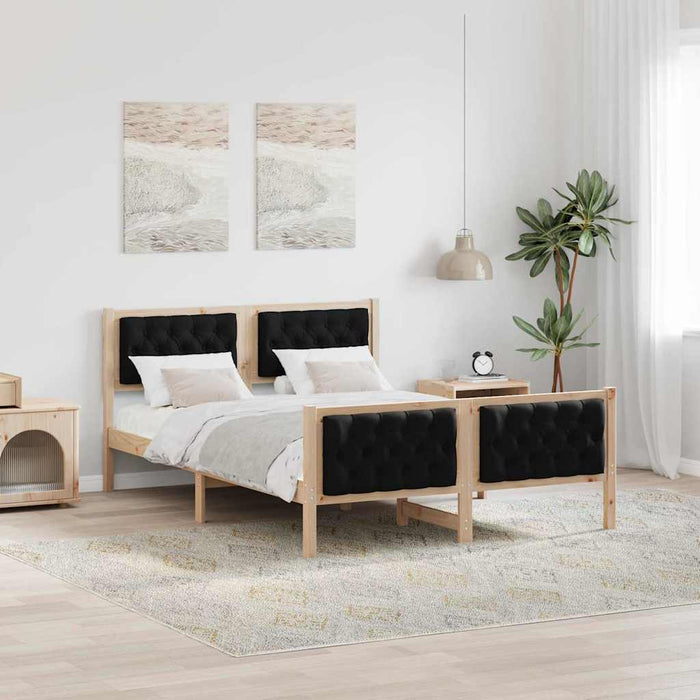Cadru de pat cu headboard Negru 150 x 200 cm Lemn de pin masiv - WALTI WALTI