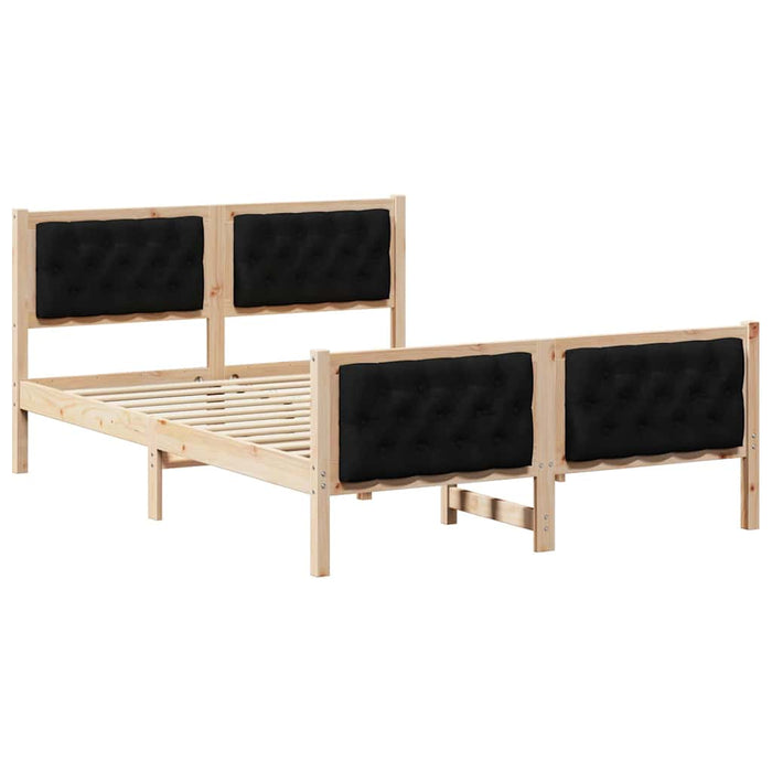 Cadru de pat cu headboard Negru 140 x 200 cm Lemn de pin masiv - WALTI WALTI