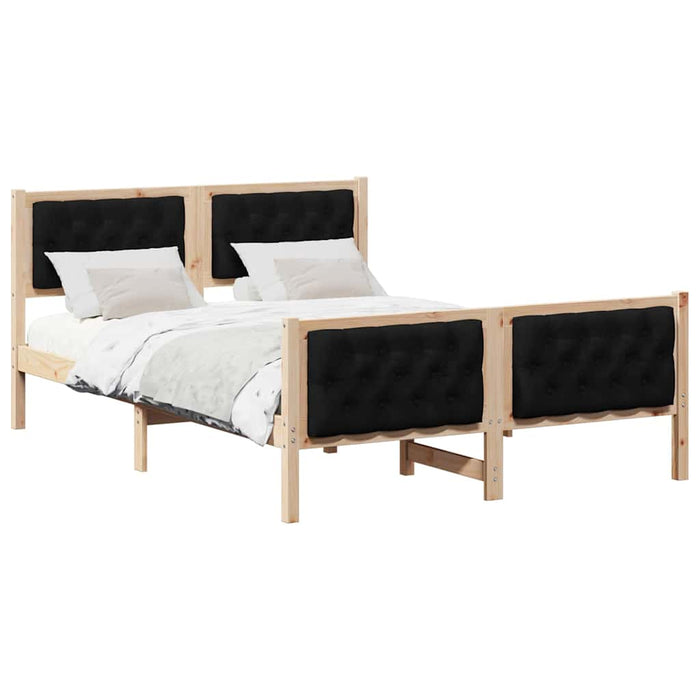 Cadru de pat cu headboard Negru 140 x 200 cm Lemn de pin masiv - WALTI WALTI