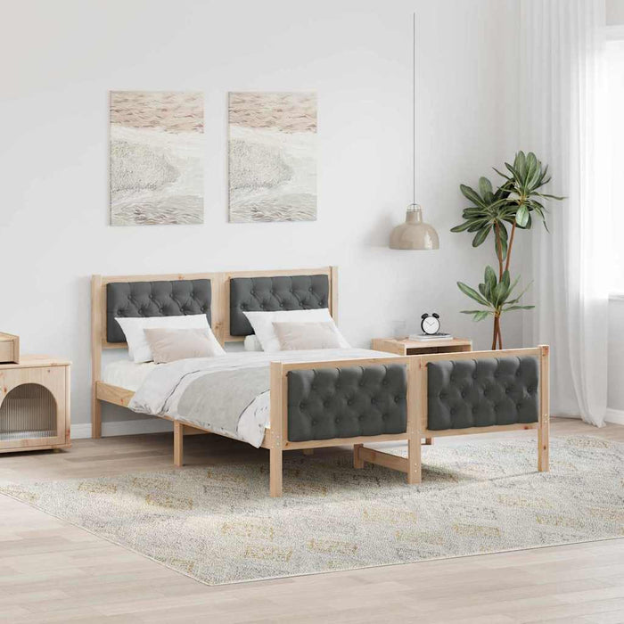 Cadru de pat Gri închis 140 x 190 cm Lemn de pin masiv - WALTI WALTI