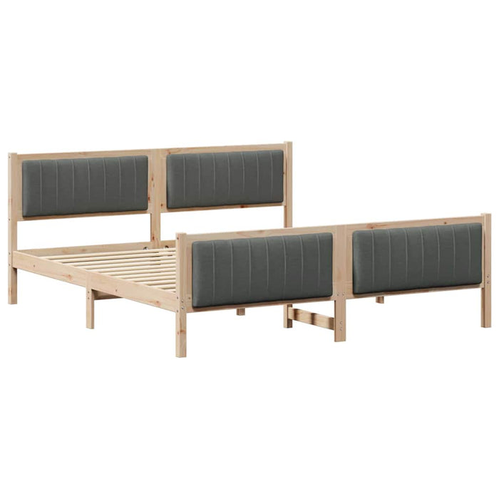 Cadru de pat maro și gri închis 180 x 200 cm Lemn masiv de pin - WALTI WALTI